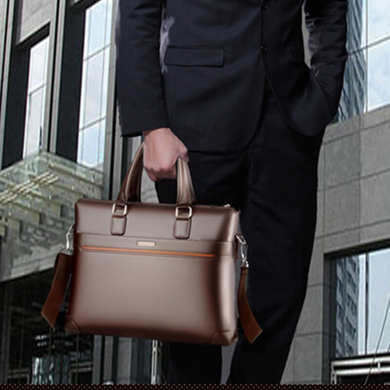 Slip Vintage da uomo con cerniera borsa di lusso in pelle PU borsa da uomo Tote Shoulder Messenger Business Laptop maschile