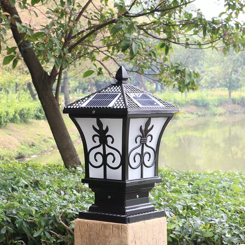 Solar Powered Lamp Garden  Courtyard Villa Gate Column Outdoor Wall Column Lamp Waterproof Outdoor European Style Lamp