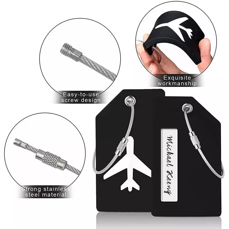 Cute Silicon Plane Bagagem Tags para Mulheres e Homens, Suitcase ID Address Holder, Bagagem Tag, Etiqueta de Alta Qualidade, Acessórios de Viagem, Sacos Tag