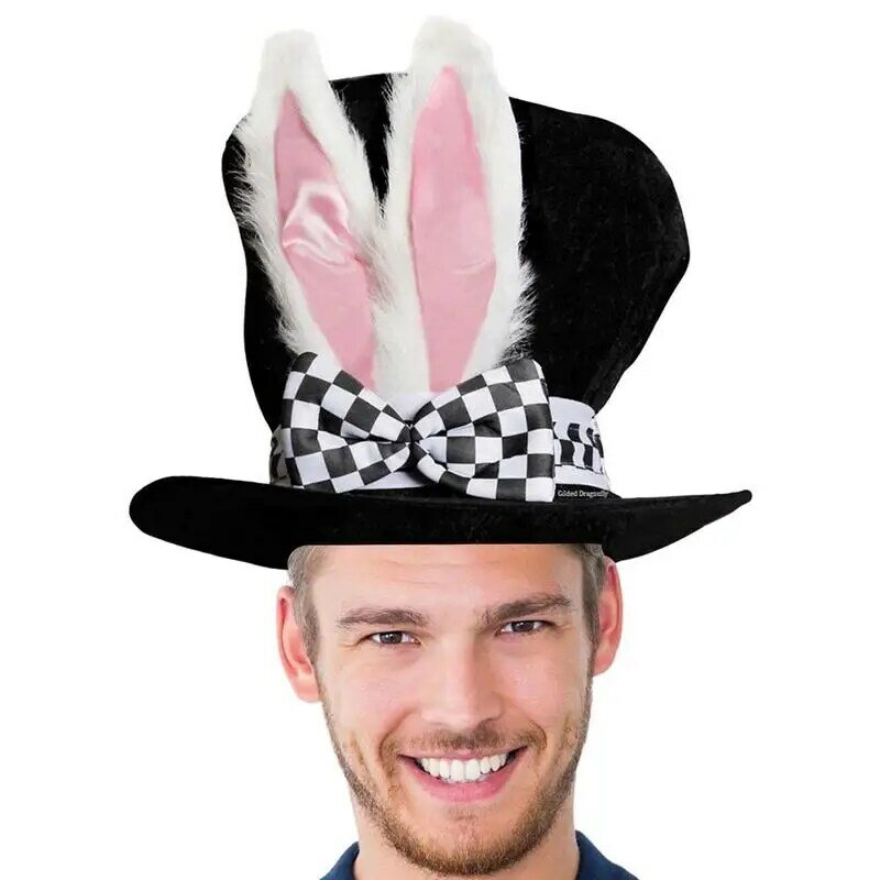 Chapeau haut de forme d'oreille de lapin en velours noir pour hommes et enfants, confortable, mignon, costume de vacances, décorations à la mode, qualité supérieure, adulte