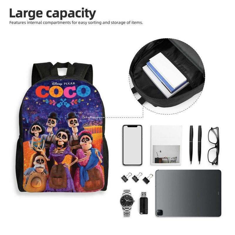 Custom 3D Print Coco Backpacks for Boys Girls Miguel Rivera College School Travel Bags Men Women Bookbag Fits 15 Inch Laptop