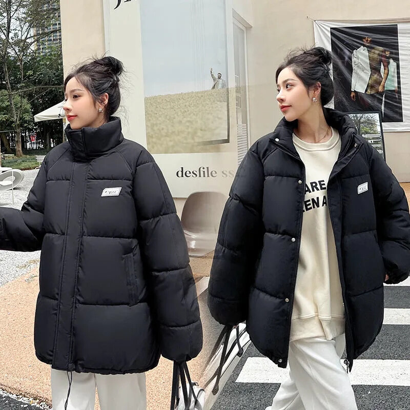 2022 novas mulheres de inverno curto parkas jaquetas casuais grosso quente padrão casaco feminino outwear jaqueta solta parkas