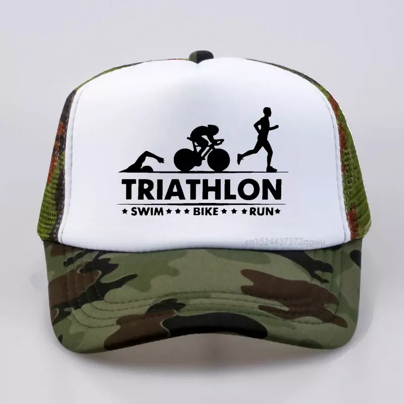 Triathlon miłośnik Triathlon sportowa tkanina siateczkowa oddychające kapelusze nowy chłopiec regulowana czapka z daszkiem letni Golf tata kapelusz gorras