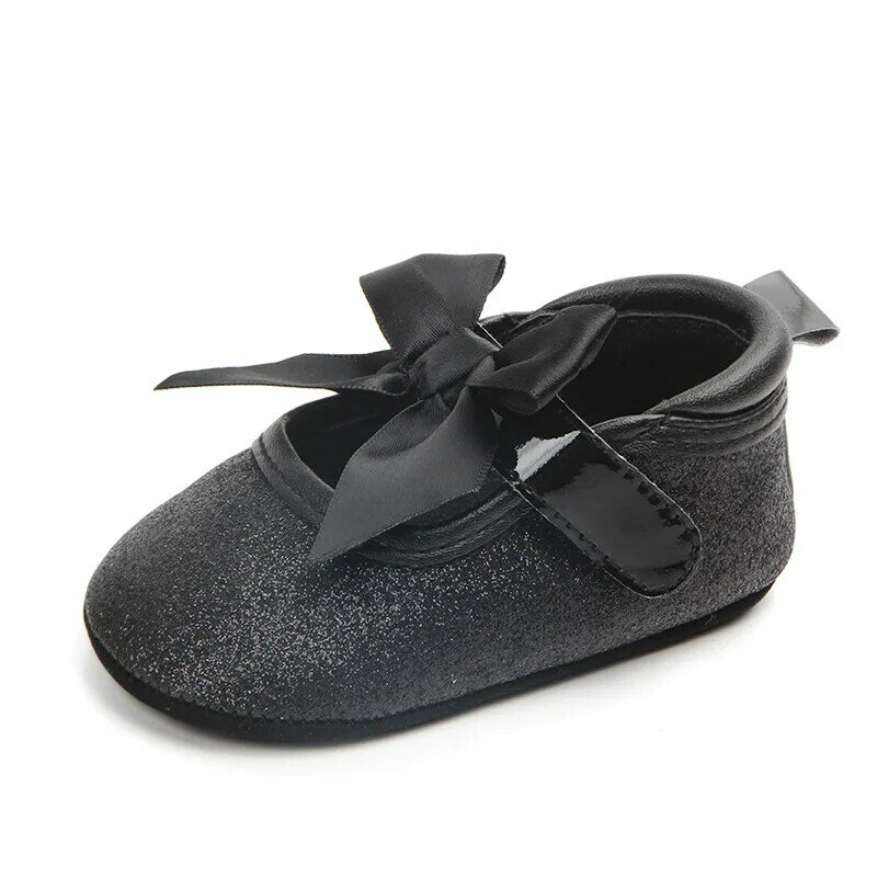 รองเท้าแบบหุ้มสำหรับเด็กผู้หญิงเด็กทารกแฟชั่นแบรนด์รองเท้าส้นเตี้ย Mary Jane รองเท้าโบว์น่ารักสีทองมีสไตล์สำหรับเด็ก1ปี