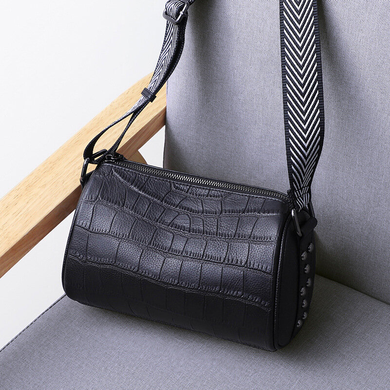 Handbag Tote Women's Bag Shoulder Y2k Crossbody New Genuine Leather Top Layer Cowhide Simplified Casual High-Capacity Retro Hand