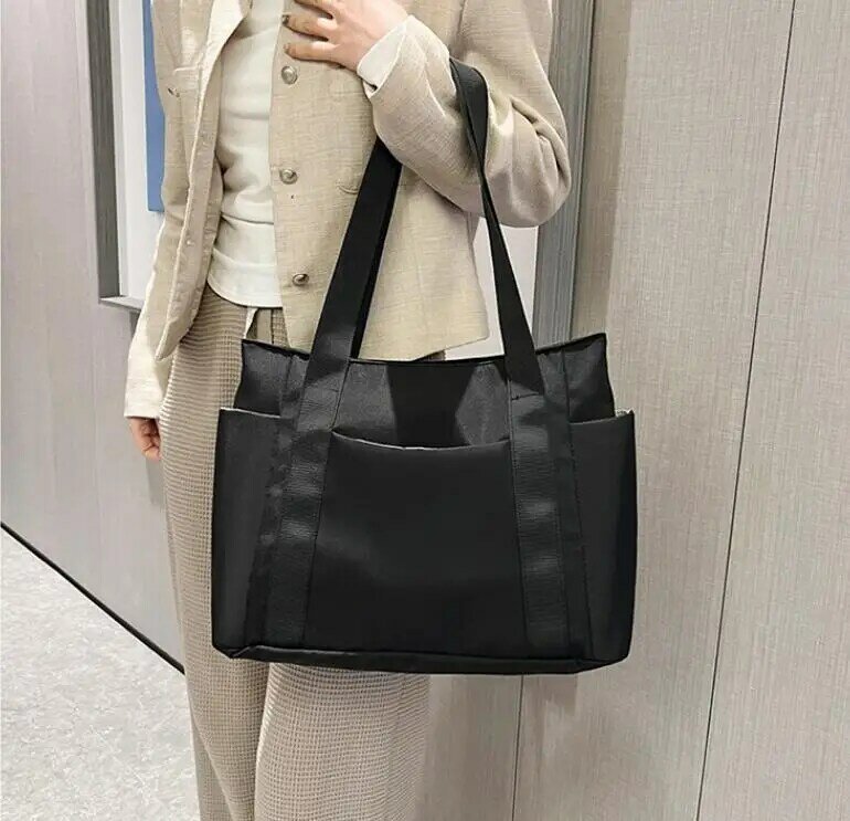 New Women's Bag Solid Color Bag Commuting Shoulder Bag Leisure Simple Large Capacity Nylon Handbag