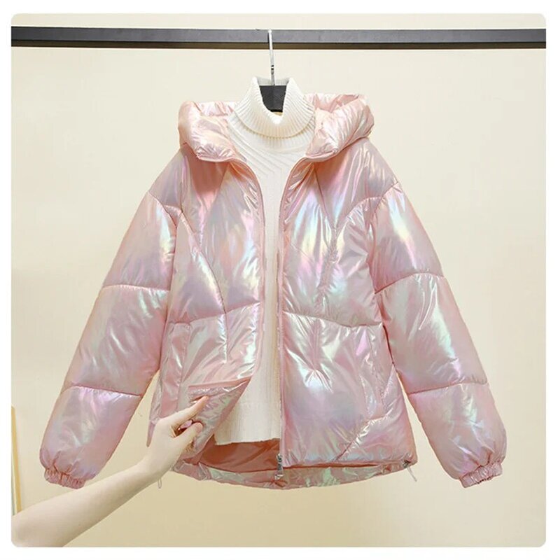 Новый стиль зимние куртки с капюшоном для девушек высококачественные свободные шикарные Дизайнерские теплые Уникальные пальто с хлопковой подкладкой