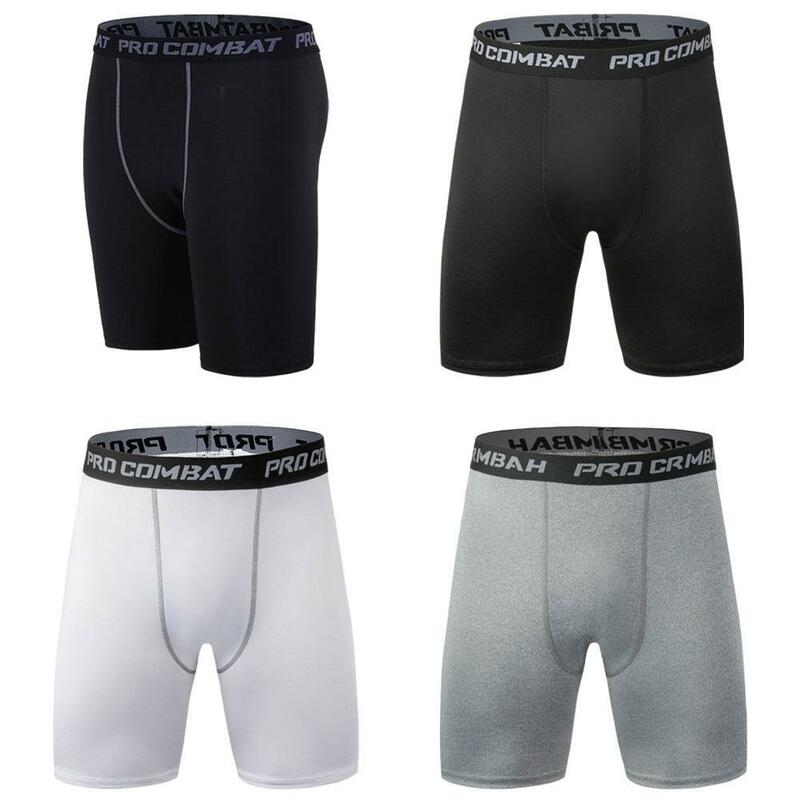 Male Fitness Quick-Drying Tight Shorts Elastic Compression Leggings Training Pants Men Running Shorts Black Gray Plus Size 3XL