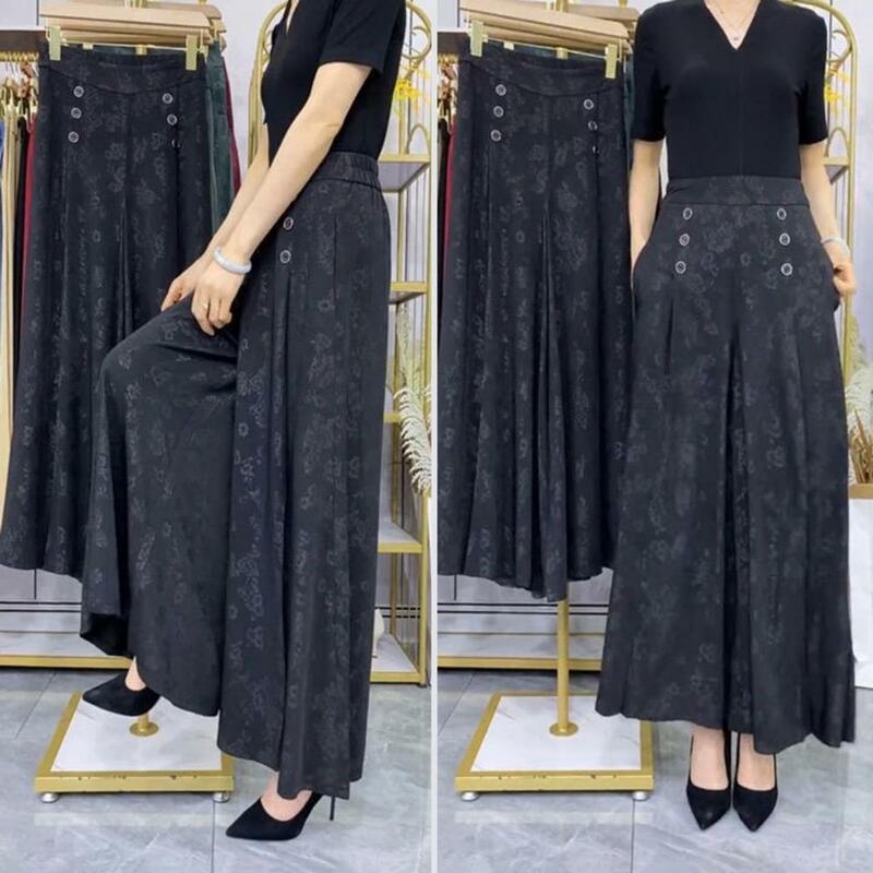 Comfortable Women Casual Pants Stylish Women's Floral Print Wide Leg Pants with Reinforced Pockets for Streetwear Summer for A
