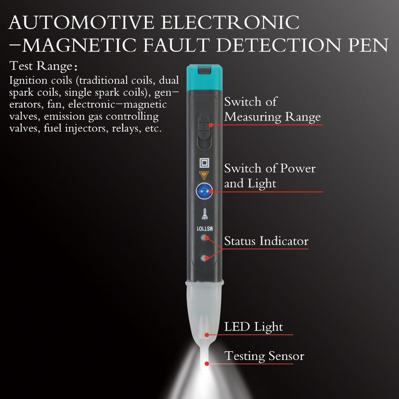 MST-101 Automotive Elektrische-Magnetische Storingen Indicator Testen Pen Auto Ontsteking System Diagnostic Tool Auto Detectorfout Zoemer