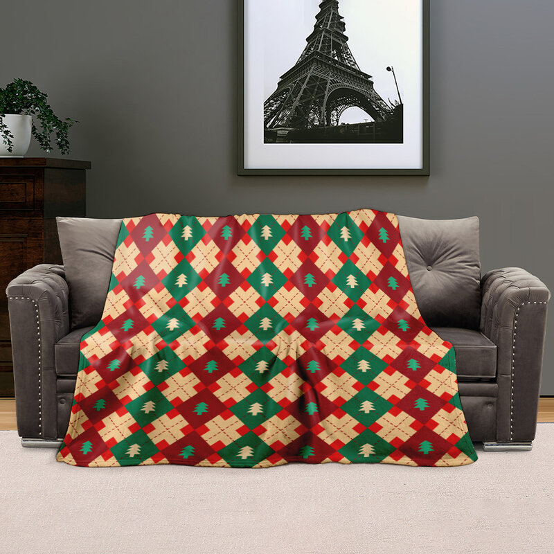 Elegant Comfort Velvet Touch Ultra Plush Christmas Holiday Printed Fleece Blanket, (Burgundy Reindeer)