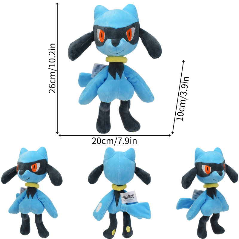 Brinquedo de Pelúcia Pokémon Riolu, Figura Anime Bonita, Desenhos Animados de Pelúcia Macia, Brinquedo Kawaii, Presente de Aniversário, 26cm