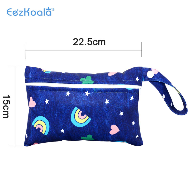 Saco molhado pequeno de eezkoala para o saco de fraldas de pano do bebê para almofadas menstruais 15x22.5cm, wetbag impermeável reusável e lavável do zíper