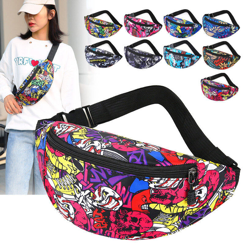 Borsa pettorale in Nylon borsa per cellulare da donna da uomo borsa a tracolla per sport all'aria aperta borsa a tracolla con tracolla singola stampata Graffiti di strada