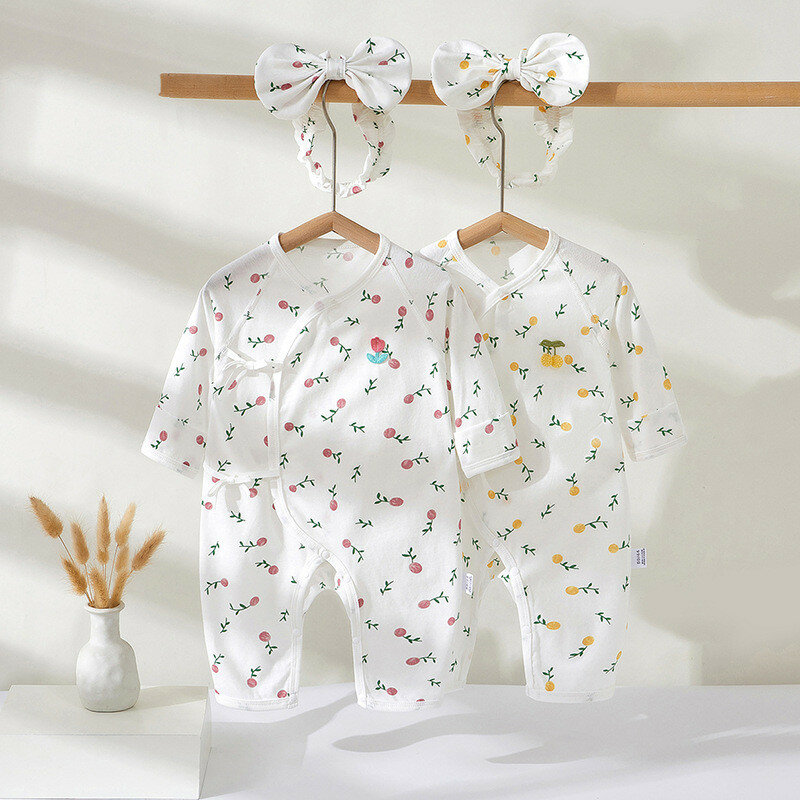 Baby jumpsuit summer thin long sleeved butterfly baby clothes pure cotton newborn Rompers