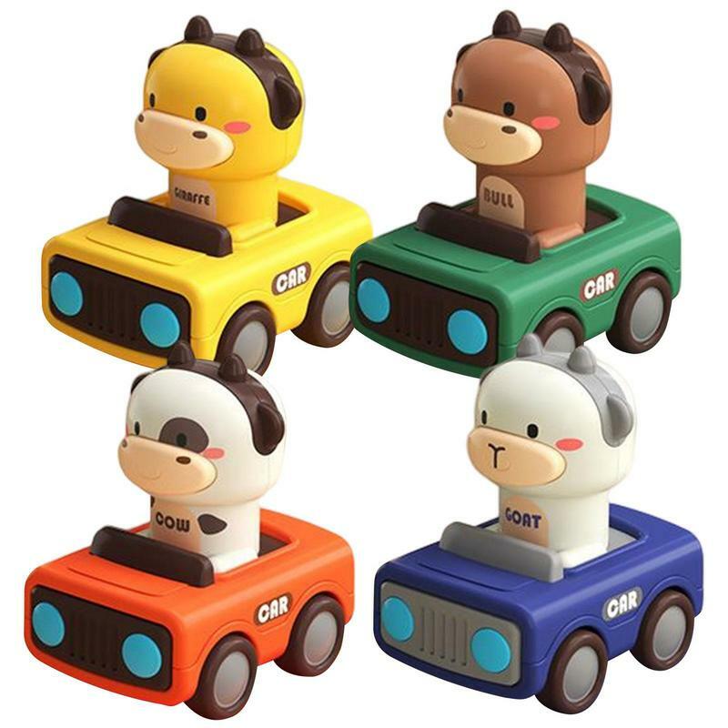 男の子のための動物スタイルのレースプレッシャーボタンのおもちゃ,子供のための小さな漫画の車,誕生日プレゼント,減摩電力