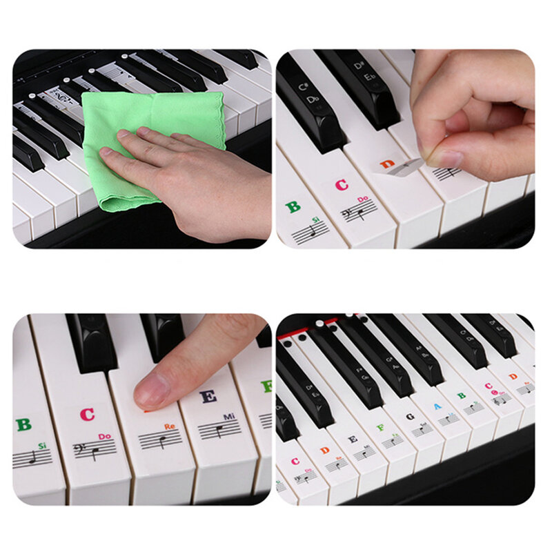 For Piano Lovers Piano Decal Notes Piano Stickers 1 Pcs 88/61/54/49/37 Keys Approx. 15 G Approx. 25*23cm Learning Beginners