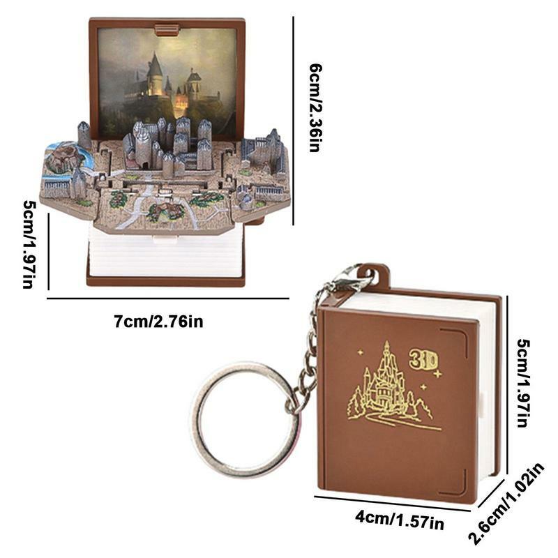 Castle Keychain Mini Magic Castle Keychain For Kids Backpack Castle Toys 3D -Decompression Toys Pop-up Mini World For Boys Girls