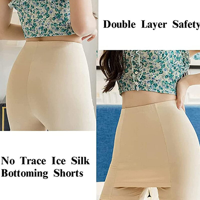 Short de sécurité Double couche pour femmes, Leggings invisibles doux avec entrejambe avant, sous-vêtement pour femmes et filles, taille L XL
