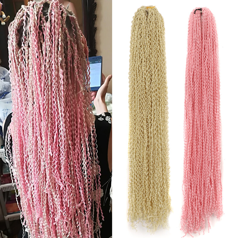 Zizi-Box tranças extensões de cabelo sintético para mulheres, cabelo longo cacheado Crochet, roxo, preto, rosa, azul, vermelho, 24 ", Rússia