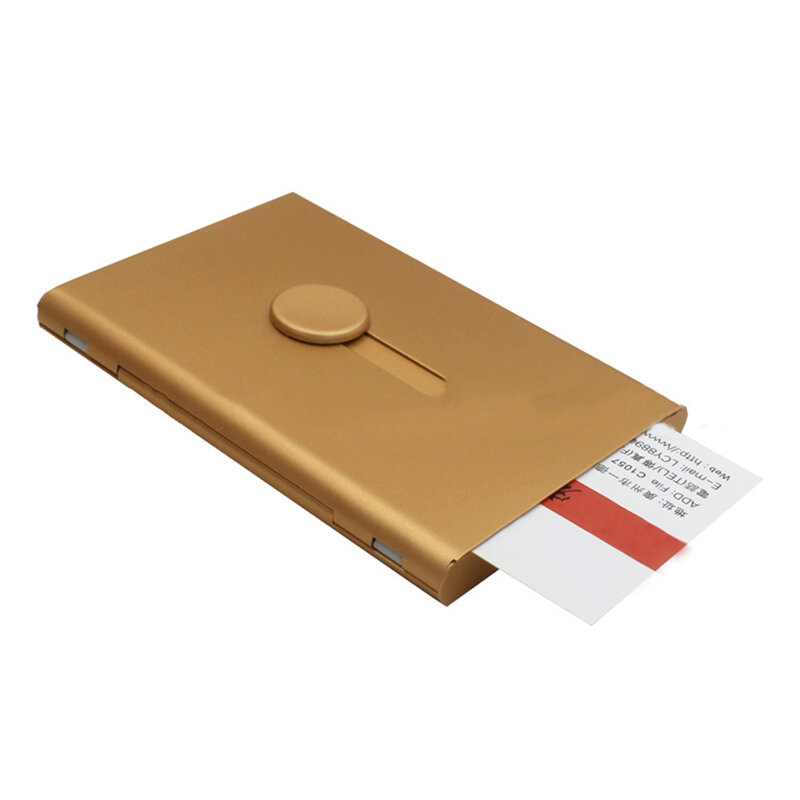 アルミ金属名刺ホルダーハンドプッシュカードケース超薄型フロストカード包装ボックスオフィスデスクオーガナイザー