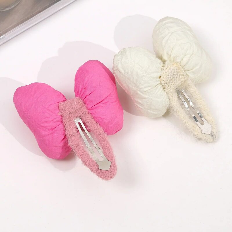 2pcs korean style bow hair clips for women cute hair accessories for girls candy color hair claw female barrettes