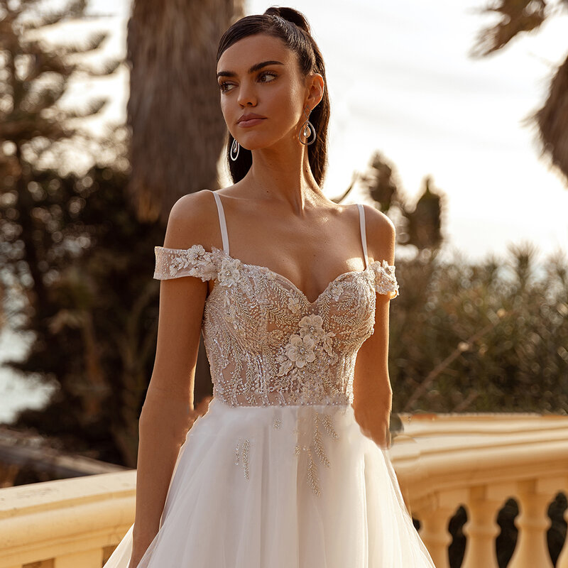 Женское свадебное платье It's yiiya, белое фатиновое платье с открытыми плечами на лето 2019