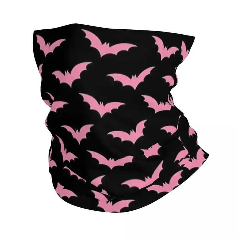 Pink Bat Halloween Goth Bandana Neck Cover stampato passamontagna Wrap sciarpa multiuso ciclismo corsa per uomo donna adulto lavabile