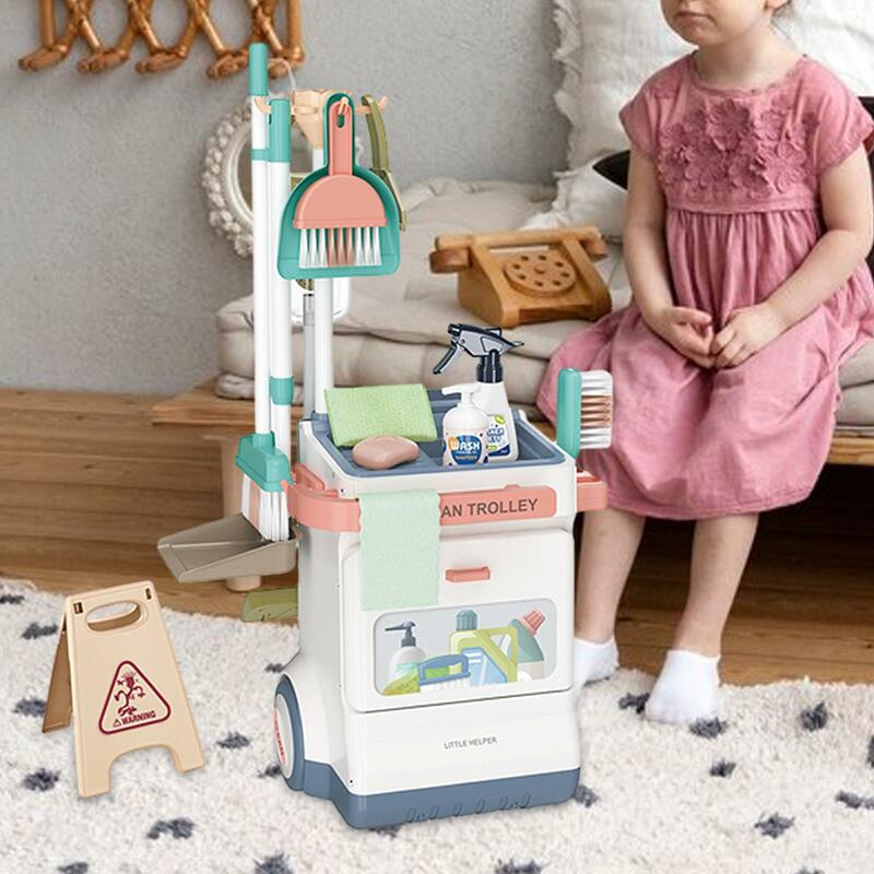 Kids 'Toy Cleaning Set, Early Learning, Educational Role Play, Brinquedos de Limpeza de Casa Infantil, Presentes do Dia dos Namorados