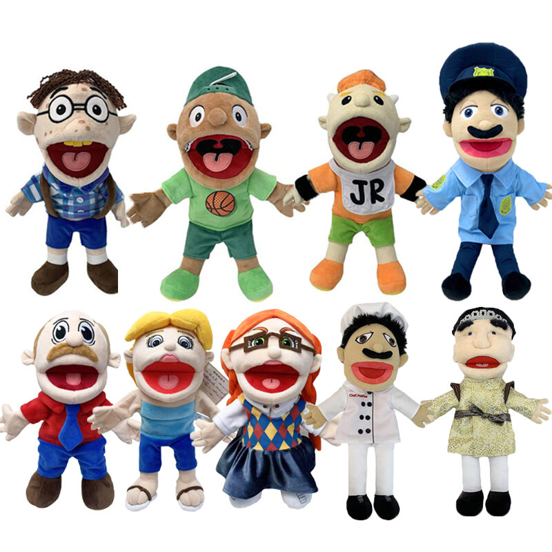 Muñeca de marionetas de mano de juego Jeffy, espectáculo de conversación, accesorios de boca móvil, Chef, policía, príncipe, papá, mamá, Penelope, Chie, Junior, Joseph