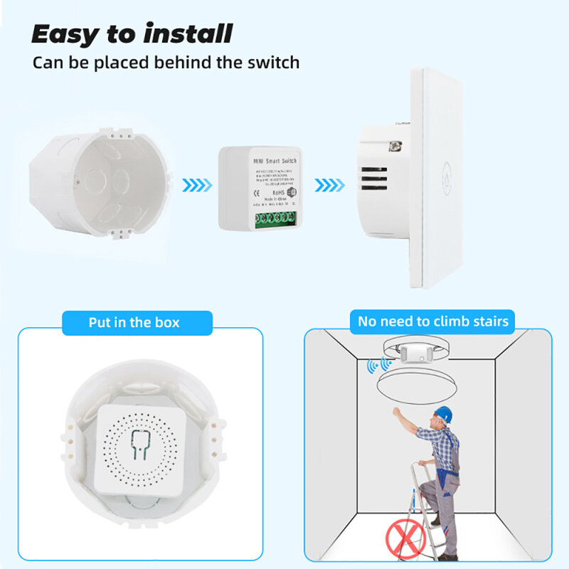 16A Tuya WiFi Smart Switch 2-way Control with Energy Monitor Switch Mini Smart Breaker Smart Life Control  Alexa Via Google Home