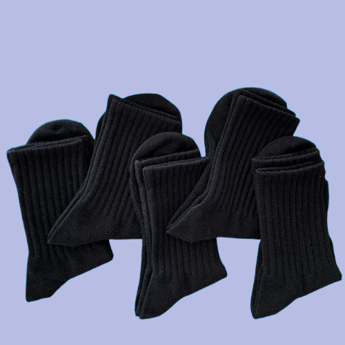 Носки мужские теплые, дышащие однотонные, спортивные длинные, средней длины, повседневные, 5 пар, черные белые, осенне-зимние