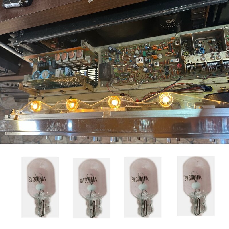 10 nuove lampadine a filamento per lampada a cuneo T10 a incandescenza 8V 300mA Fit PIONEER SX-580 SX-950 Kenwood KR-3090 e altri ricevitori Stereo