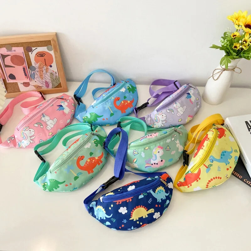New Kids Waist Pack Cute Cartoon Dinosaur Chest Bag Crossbody Shoulder Bag Sport Running Waist Bag for Children Belt Coin Purse