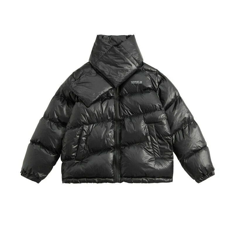 Men Winter Jacket Black Simple Cotton Jacket Autumn And Winter 2022 Loose Cotton Bib Two-piece Boys' Coat