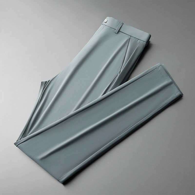 2024 nowy letni cienki męski jednolity kolor kieszonkowy zamek biznesowy rekreacyjny wszechstronne spodnie luźny kombinezon proste spodnie do kostek