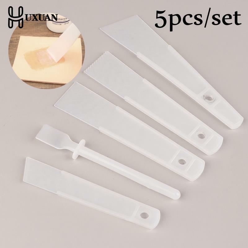 5pcs/Set Leather Scraper Gumming Board DIY Handmade Leather Tools Plastic PP Practical Gluing Leather Accessories 15/20/30/40mm