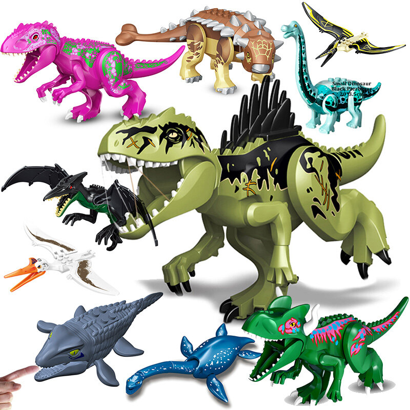 Dinosaurios de Jurassic World, figuras de bloques de construcción de Raptor, t-rex, Triceratops, Indominus Rex, dinosaurios Velociraptor