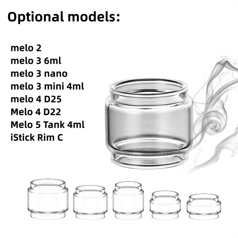 YUHETEC tabung kaca gelembung, 5 buah untuk Eleaf melo 2/3 6ml / 3 nano / 3 mini 4ml / 4 D25 / 4 D22 / 5 tangki 4ml / iStick C