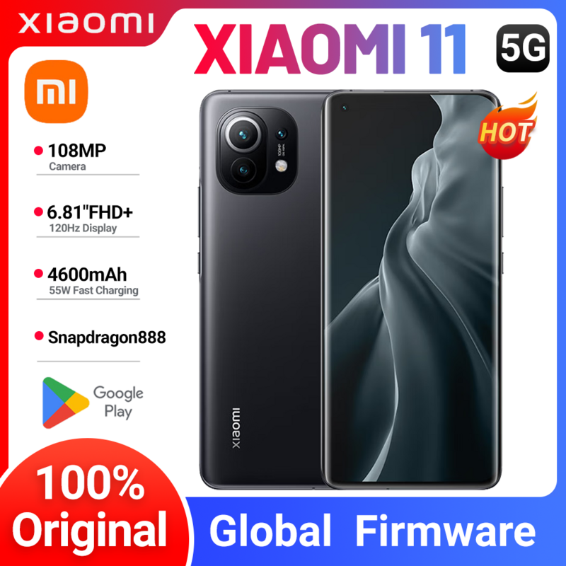 Xiaomi Mi 11 5G 2GB ROM 256GB Android  6.81 inch RAM 1 Qualcomm Snapdragon 888 used phone