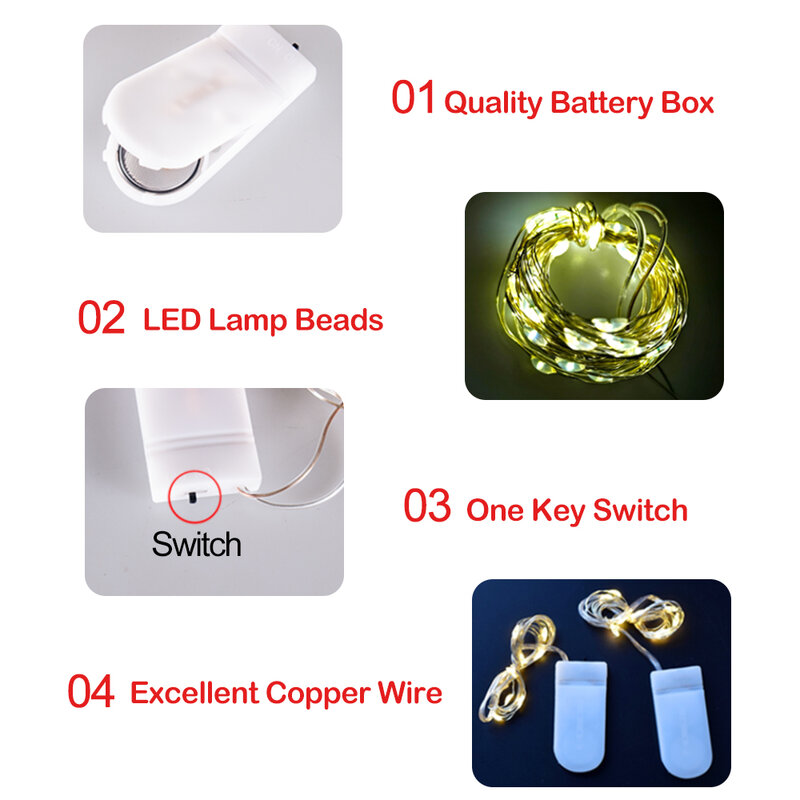 5M 3M LED Light String Copper Wire IP65 Waterproof DIY Fairy Holiday Lights Birthday Party Wedding Christmas Wreath Decoration