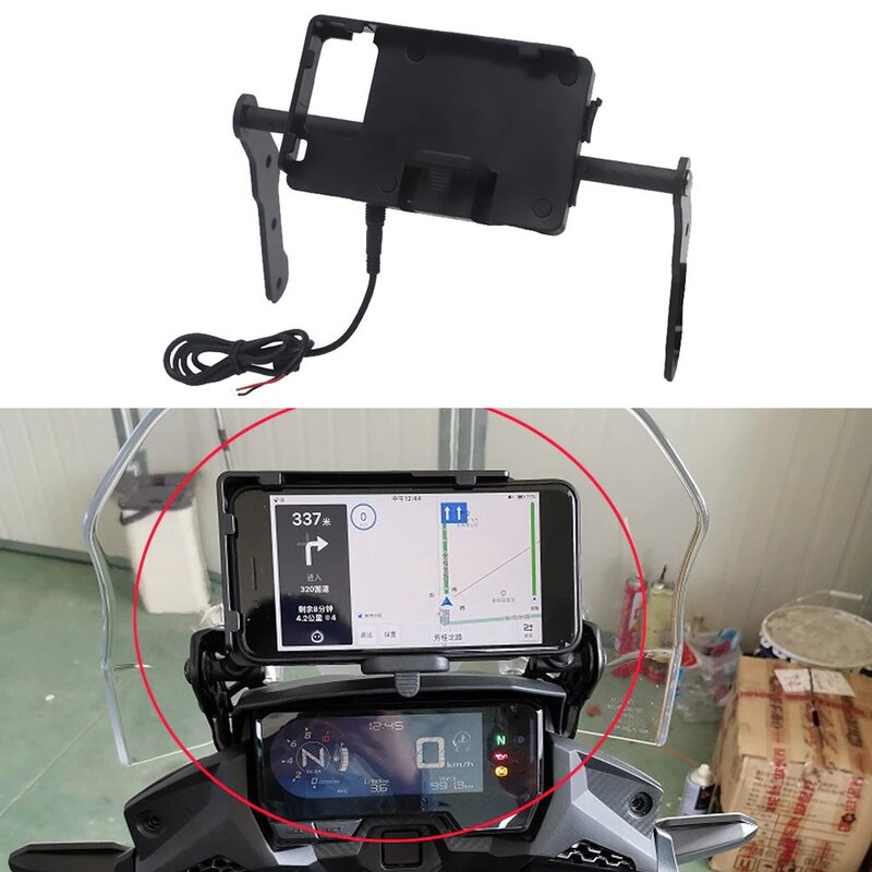 Dudukan ponsel motor, braket navigasi GPS dengan casing pengisi daya untuk Honda CB500X CB500 X CB 500X