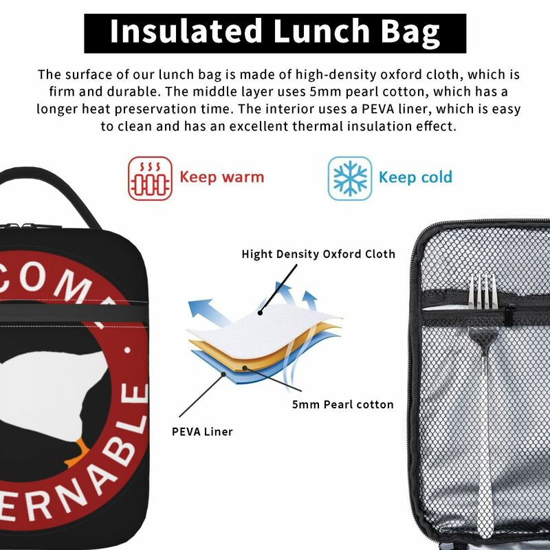 Insulated Lunch Bag Become Ungovernable Goose Lunch Box Tote Food Handbag