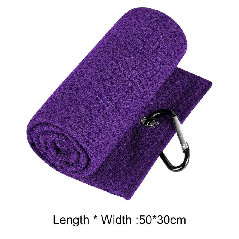 Golf Towel Delicate Touch Strong Water Absorption Quick Dry Wipe Sweat with Carabiner Fitness Gym Running Fiber Waffle Towel