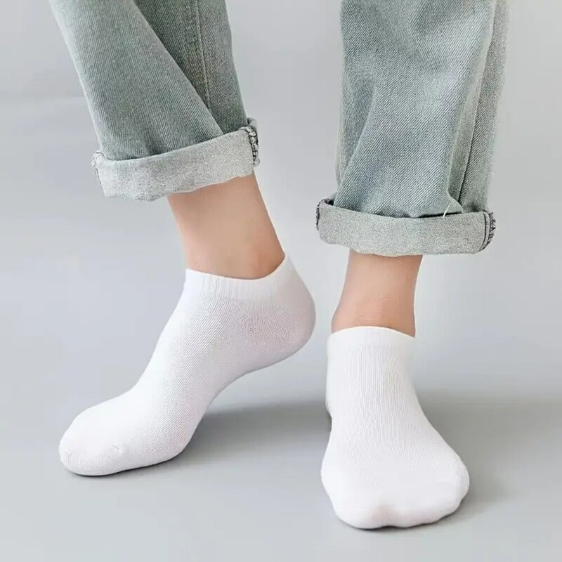 ถุงเท้าผู้ชาย10คู่ระบายอากาศได้ดีดูดซับเหงื่อสีพื้นถุงเท้าข้อต่ำสำหรับนักธุรกิจชายคุณภาพสูง