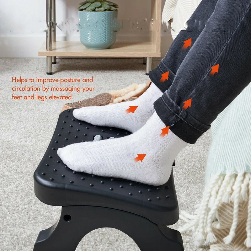 Подножка под стол, эргономичный стул для ног с массажными роликами, максимальная нагрузка 120 фунтов, облегчение боли для дома и офиса