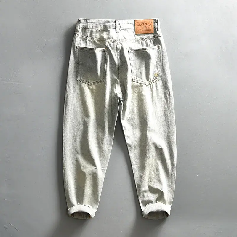 Pantalones vaqueros cónicos para hombre, Jeans holgados de cintura media lavados, Vintage, azul, moda juvenil, ropa de calle, Y2k, nuevos