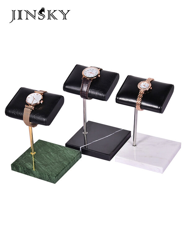 Naturalny marmur stojak na zegarek skórzana para zegarek wystawowy prezent luksusowy Ornament Apple Watch ładowarka stojak
