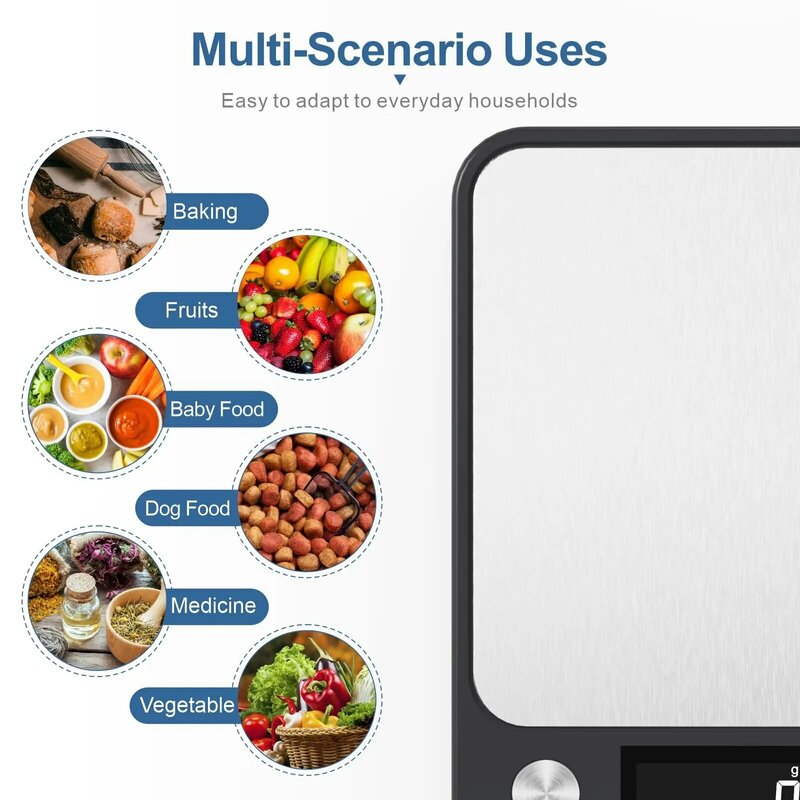 Balance de cuisine numérique électronique intelligente, 15 noix/1g, pour peser les aliments, le café, conception en acier inoxydable pour la cuisson