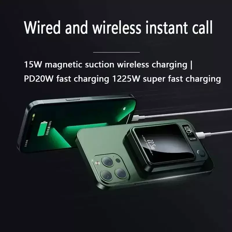 50000mAh Portable Macsafe Magnetic Power Bank Fast Wireless Charger For iphone 12 13 14 Pro Max External Auxiliary Battery Pack